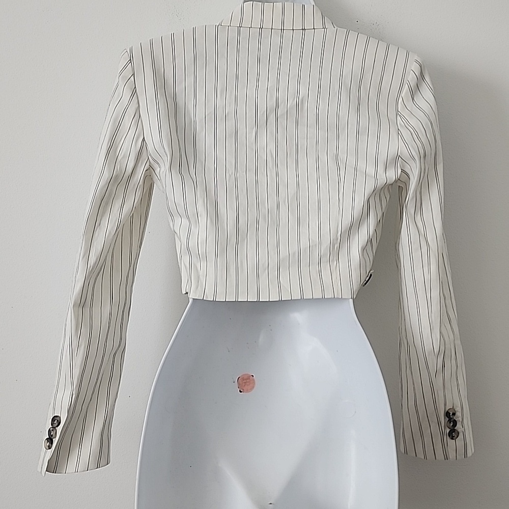 ZARA Womens Long Sleeves Linen Blend Short Cropped Blazer Jacket Size XS - Picture 12 of 15